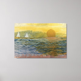 Zeilboten aan de Horizon Canvas Afdruk