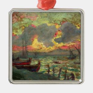 Zeilboten aan de kust (door Kimon Loghi) Metalen Ornament
