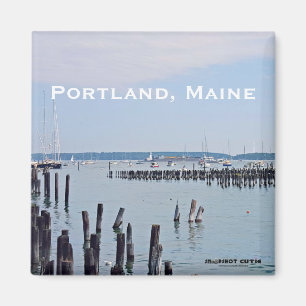 Zeilboten aan de kust van de oude haven, Portland  Magneet
