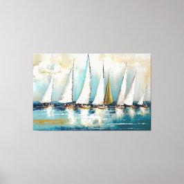 Zeilboten, Abstracte Kunst, Moderne Kunst, Nautisc Canvas Afdruk