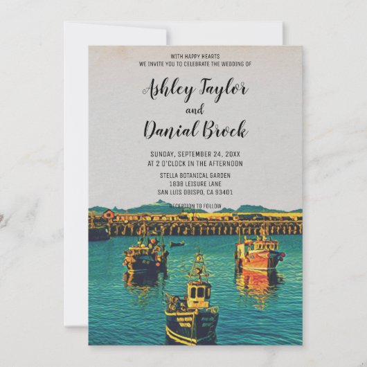 zeilboten - bestemming bruiloft kaart (Voorkant)