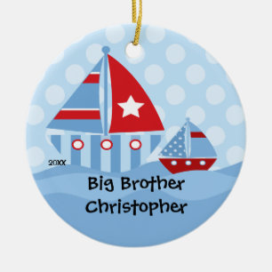 Zeilboten Big & Little Brother Kerst Ornament