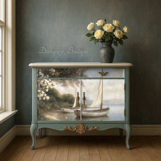 Zeilboten bij de Shore Decoupage Tissuepapier