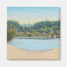 Zeilboten bij Frensham Ponds, Surrey in Pastel Magneet