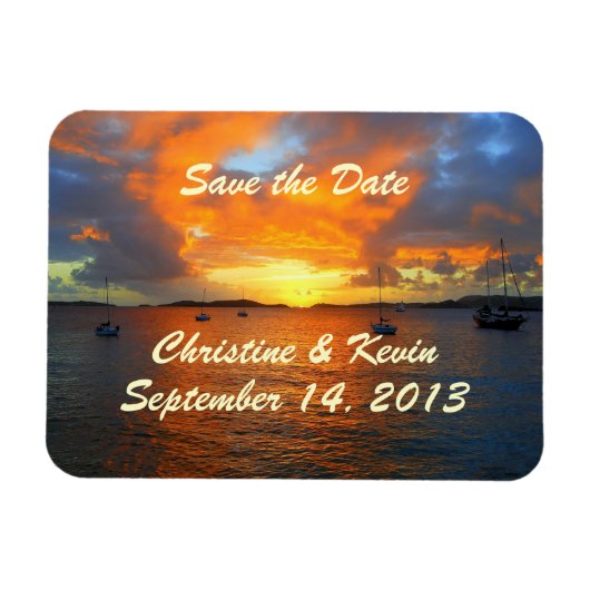 Zeilboten bij Sunset Save the Date Magnet Magneet (Horizontaal)
