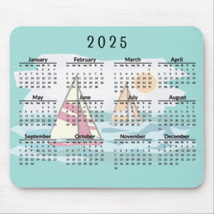 Zeilboten Design 2025 Kalender Muismat