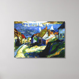 Zeilboten door de haven, mooi kunstschilderij canvas afdruk