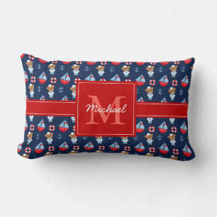 Zeilboten en Beren Patroon monogrammen Kussen