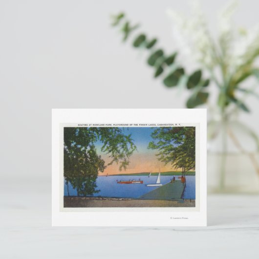 Zeilboten en motorboten op de Roseland Park Scene Briefkaart (Staand voorkant)