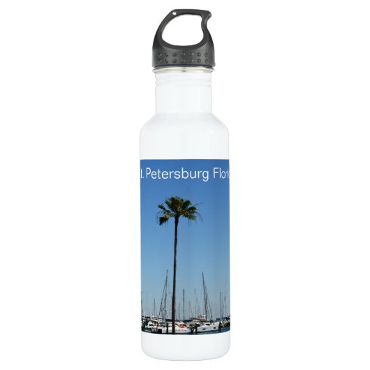 Zeilboten en Palm Trees St. Petersburg Florida Waterfles (Voorkant)