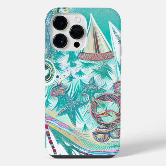Zeilboten en Zee Creatures Abstracte Beachy Art iPhone Hoesje (Achterkant)