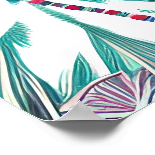 Zeilboten en Zee Creatures Abstracte Beachy Art Poster (Hoek)