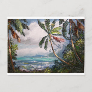 Zeilboten in de baai briefkaart