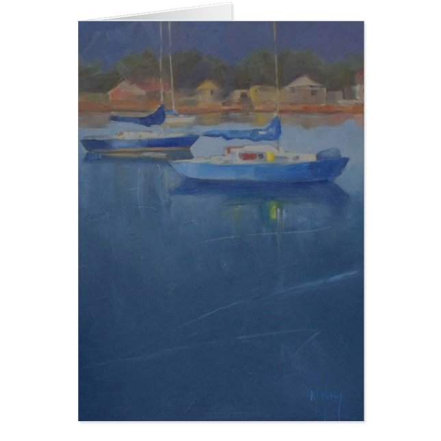 Zeilboten in de blauwe haven (Voorkant)