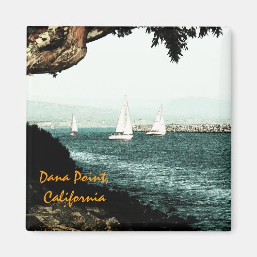 Zeilboten in de haven magneet (Voorkant)