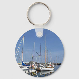 Zeilboten in de haven sleutelhanger