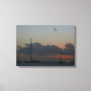 Zeilboten in de Sunset Tropical Seascape Canvas Afdruk