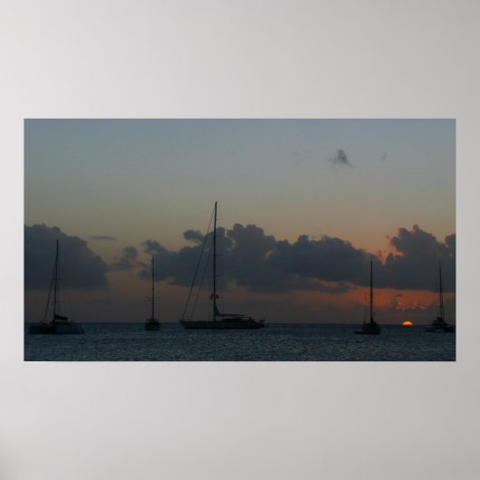 Zeilboten in de Sunset Tropical Seascape Poster (Voorkant)