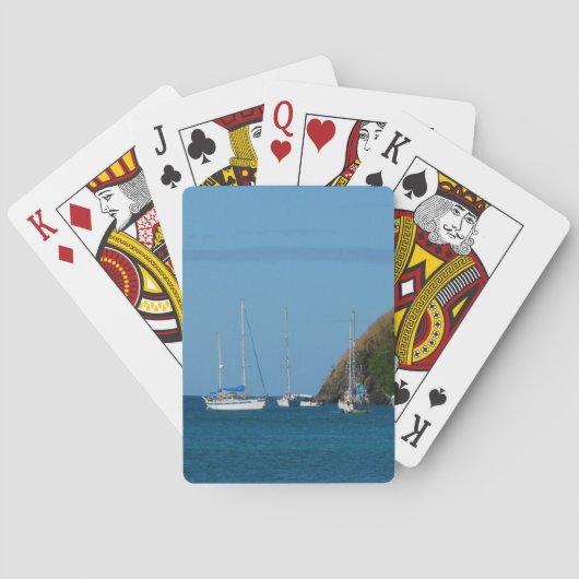 Zeilboten in de witte en blauwe zee pokerkaarten (Achterkant)