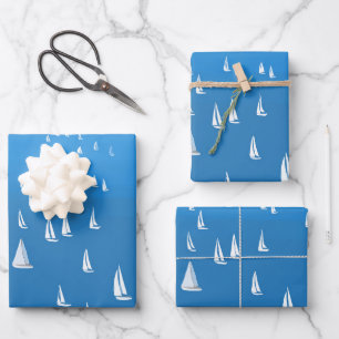 Zeilboten in diep blauw Zee - Regatta Sailships Inpakpapier Vel
