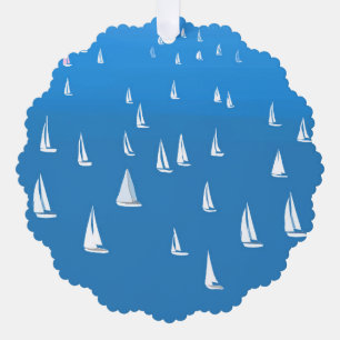 Zeilboten in diep blauw Zee - Regatta Sailships Ornament Kaart