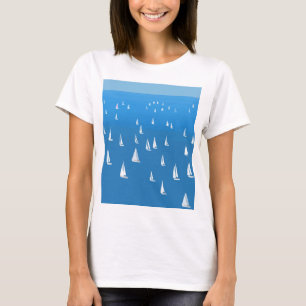 Zeilboten in diep blauw Zee - Regatta Sailships T-shirt