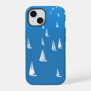 Zeilboten in diepblauwe zee - Regatta zeilboten iPhone 15 Hoesje