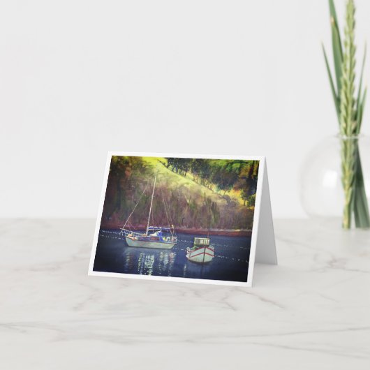 Zeilboten in een baai kaart (Voorkant)