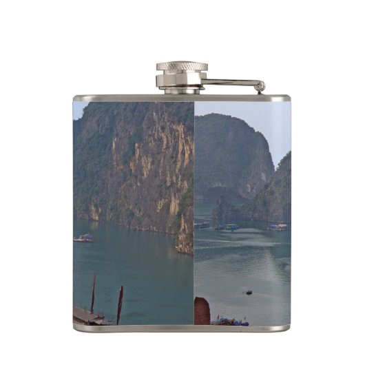 Zeilboten in Ha Long Bay - Vietnam, Azië Heupfles (Achterkant)