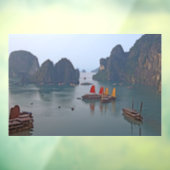 Zeilboten in Ha Long Bay - Vietnam, Azië Raamsticker (Vel 3)