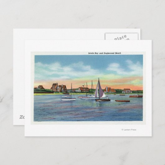 Zeilboten in Lewis Bay, Engelstalig Uitzicht Briefkaart (Voorkant / Achterkant)