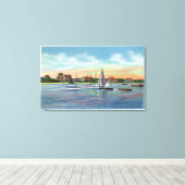 Zeilboten in Lewis Bay, Engelstalig Uitzicht Canvas Afdruk (Insitu (Houten vloer))