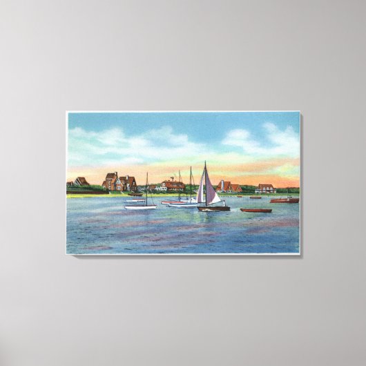 Zeilboten in Lewis Bay, Engelstalig Uitzicht Canvas Afdruk (Voorkant)