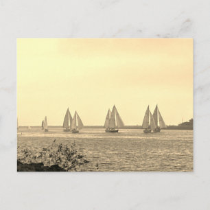 Zeilboten in Sepia Ansichtkaart Briefkaart