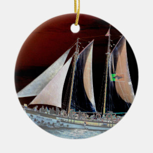 Zeilboten Keramisch Ornament