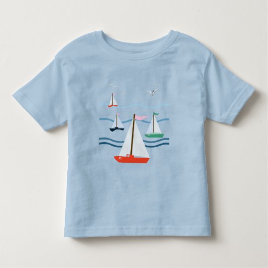 Zeilboten, meeuwen, golven van de oceaan kinder shirts (Voorkant)