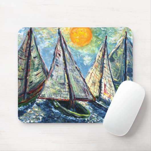 zeilboten mousepad muismat (Met muis)