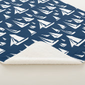 Zeilboten Nautical Navy Blue Sherpa Deken (3/4)
