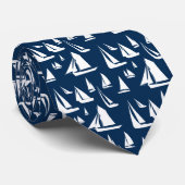 Zeilboten Nautical Navy Blue Stropdas (Opgerold)