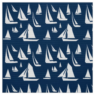 Zeilboten Nautisch blauw Stof