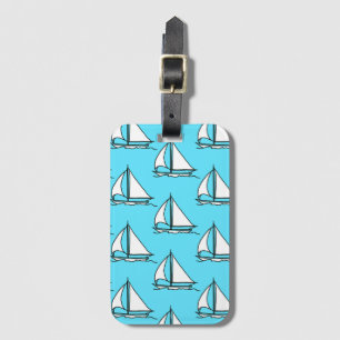 Zeilboten op blauw Zee Bagagelabel