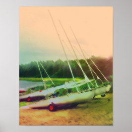 Zeilboten op de strand poster