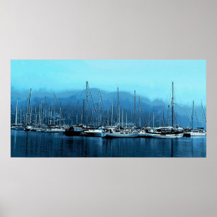 Zeilboten op een Foggy Morning Poster