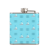 Zeilboten op het blauw Zee Heupfles (Achterkant)