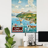 Zeilboten op het meer van Genève in Zwitserland Poster (Thuiskantoor)