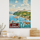 Zeilboten op het meer van Genève in Zwitserland Poster (Keuken)
