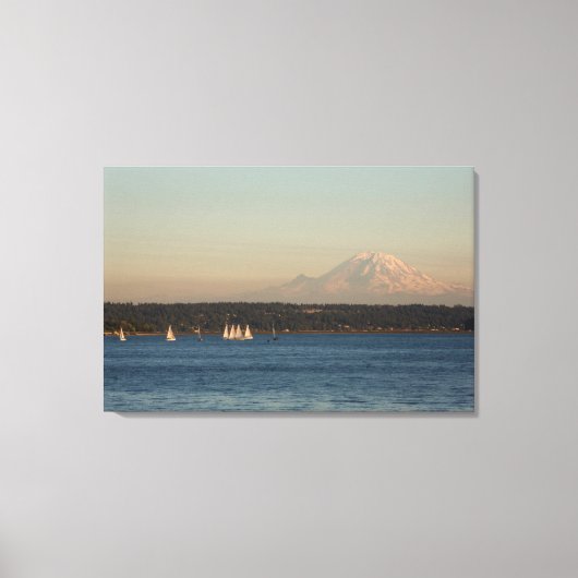 Zeilboten op het meer van Washington, met Mercer I Canvas Afdruk (Voorkant)