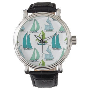 Zeilboten op het waterpatroon horloge