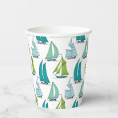 Zeilboten op het waterpatroon papieren bekers (Voorkant)