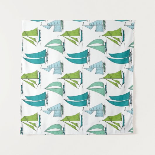 Zeilboten op het waterpatroon wandkleed (Voorkant)